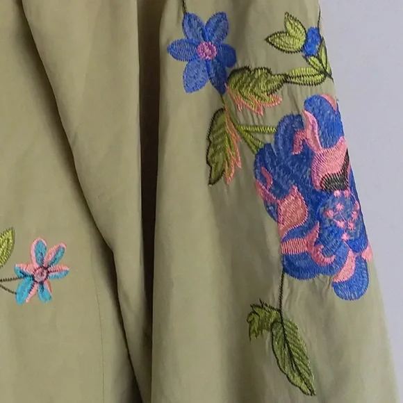 SOLD OUT Olive Floral Embroidered Cover Up Duster Kimono - Picture 7 of 10